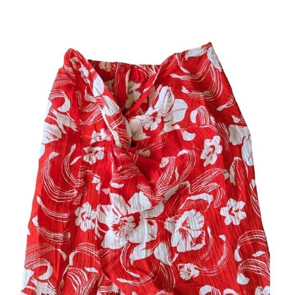 Lulu Linen Flax Camara Tropical Floral Print Maxi Faux Wrap Sarong Sz L NWT - Picture 12 of 15